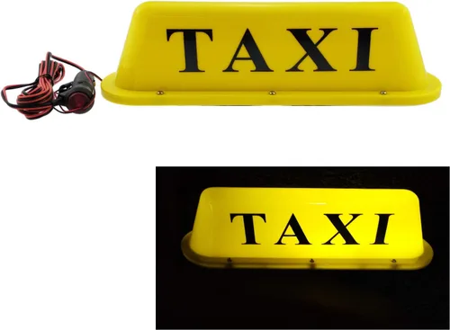 Miniatura 8 de Señal de taxi de 12 V con base magnética, luz de cúpula, techo de taxi iluminada para coche, 12 V, luz superior impermeable con encendedor