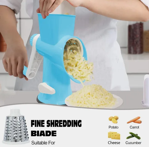 Miniatura 5 de Rallador de Queso Multifunción Rotativo con Manivela Manual – Rallador de Queso Ralla, Rebana, Pica sin Esfuerzo. Aplicable para Queso, Verduras