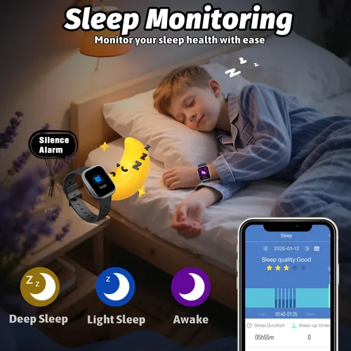 Miniatura 5 de Heroange - Reloj inteligente para niños y niñas, resistente al agua IP68, reloj de seguimiento de fitness para niños con pantalla de 1.83", monitor