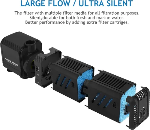 Miniatura 5 de Filtro interno sumergible para acuario de 15 W, filtro ajustable para pecera con bomba de agua de 400 GPH para peceras de 150-300 galones