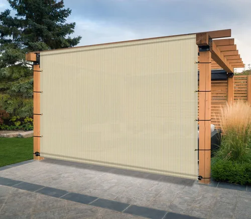 Miniatura 7 de Toldo de repuesto para pérgola de 8 x 12 pies con ojales, varillas con peso, permeables para patio al aire libre, porche, patio trasero, glorieta