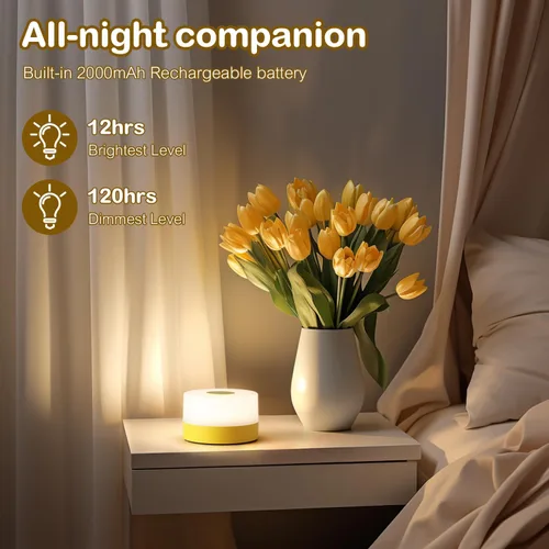 Miniatura 2 de JUSHENG Luz nocturna para guardería, lámpara táctil recargable por USB para mesita de noche de dormitorio con 3CCT y función de atenuación LED