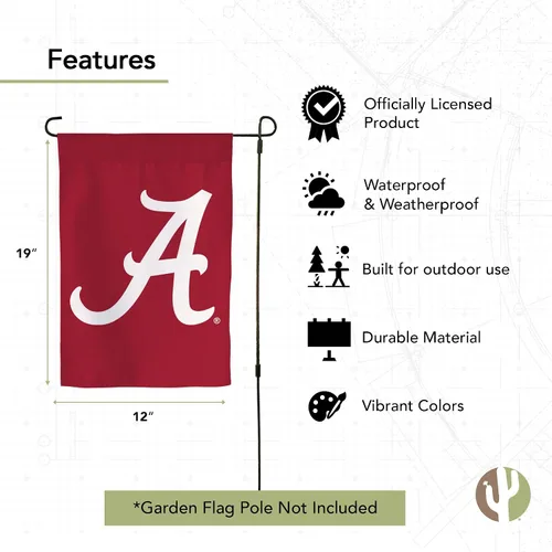 Miniatura 4 de Bandera de jardín de la Universidad de Alabama Crimson Tide Bama UA Banner 100% poliéster (diseño A)