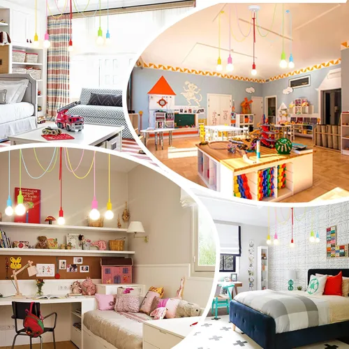 Miniatura 6 de Lámpara Colgante de Araña Colorida, Luminarias Divertidas para Niños, Lámpara de Techo Ajustable DIY para Habitación de Niñas y Niños, Sala