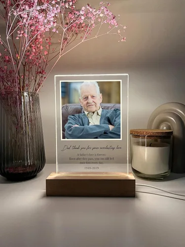 Miniatura 8 de Lámpara de pie personalizada con foto LED, soporte de madera, marco de imagen, luz nocturna, lámpara de mesa, en memoria amorosa de un ser querido
