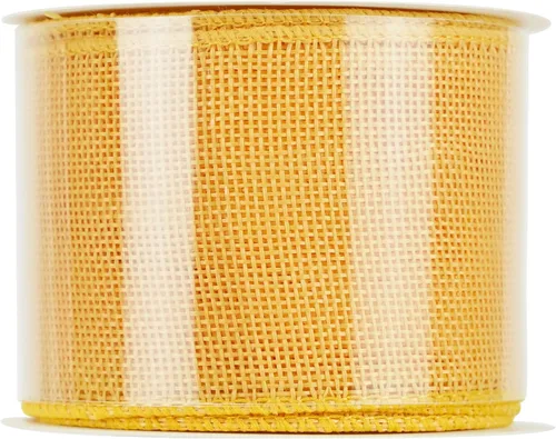 Miniatura 5 de HUIHUANG Cinta amarilla de yute con alambre de arpillera – 2.5 pulgadas x 10 yardas con borde de alambre sólido para coronas, lazos grandes, Amarillo
