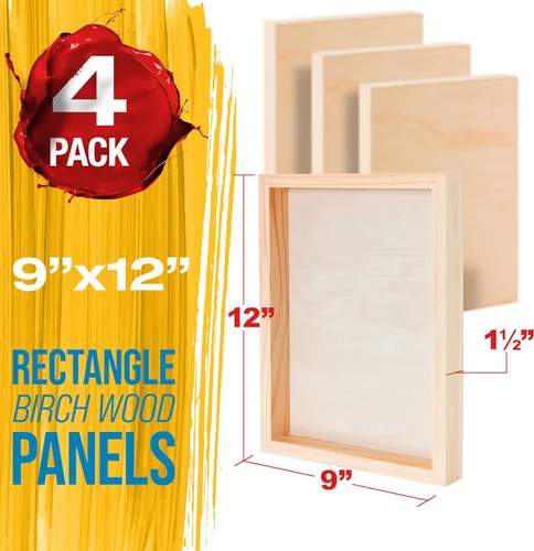Miniatura 2 de U.S. Art Supply Paneles de madera acunados sin terminar de 9 x 12 pulgadas para pintar, galería de 1-1/2 pulgadas de profundidad