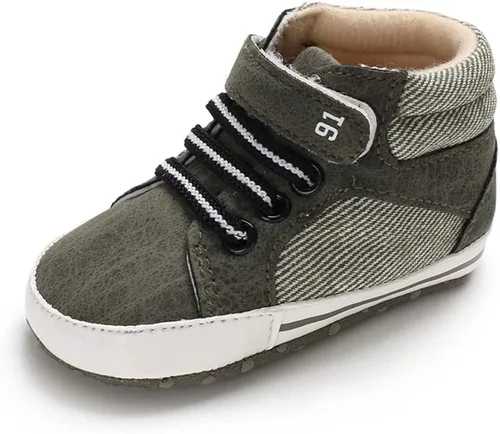 Sekantrol Zapatos de cuna para recién nacidos, para niños y niñas, suela de goma suave, zapatos para bebés, zapatos deportivos de moda de caña alta