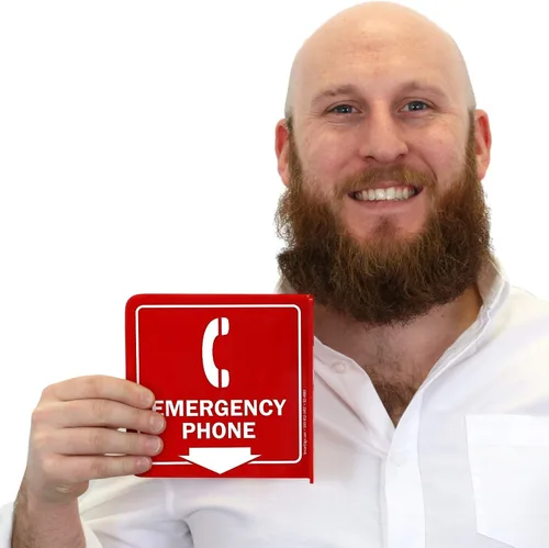 Miniatura 2 de SmartSign Letrero de proyección "Teléfono de emergencia" Acrílico de 6 x 6 pulgadas