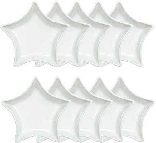 Miniatura 10 de SOCOSY Plato de cerámica multiusos en forma de estrella blanca para condimentos, platos para sushi, aperitivos, platos para servir platos