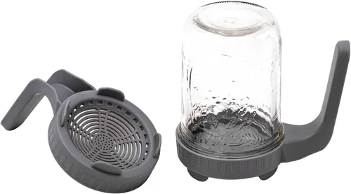 Miniatura 6 de Paquete de 6 tapas de brote de plástico con soporte integrado y asa para tarros Mason de boca ancha (gris)