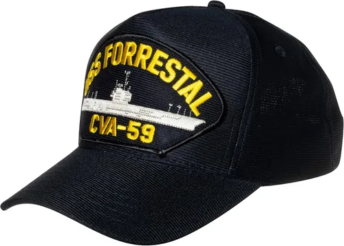 Miniatura 2 de Gorra de béisbol azul marino USS Forrestal CVA-59 Supercarrier Ship Emblem Patch Hat, Azul marino