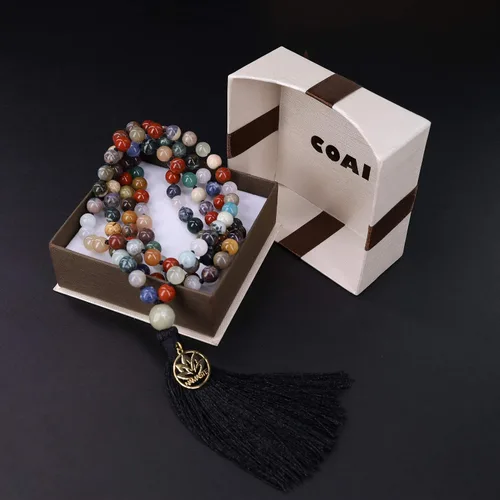 Miniatura 6 de COAI Collar Mala de piedra anudada a mano con 108 cuentas