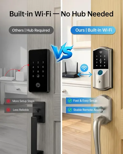 Miniatura 2 de Cerradura Inteligente WiFi para Puerta Principal – Cerrojo Electrónico de Entrada sin Llave Firstriver con Huella Dactilar Biométrica y Teclado