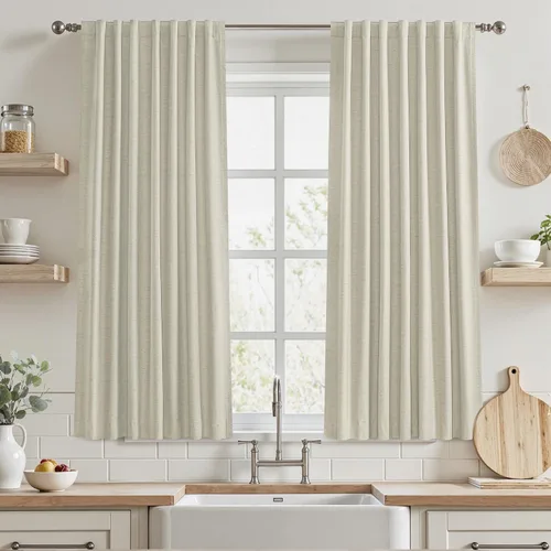 Miniatura 41 de UHITECH Cortinas opacas de 35 pulgadas de largo para sala de estar, 2 paneles, cortina opaca corta para cocina para ventanas pequeñas, cortinas