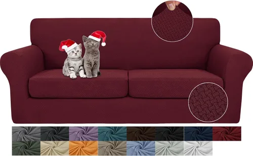 JIVINER Fundas de sofá de 3 piezas para sofá de 2 cojines, funda elástica para sofá con 2 fundas de cojín de asiento extra grandes, fundas de sofá