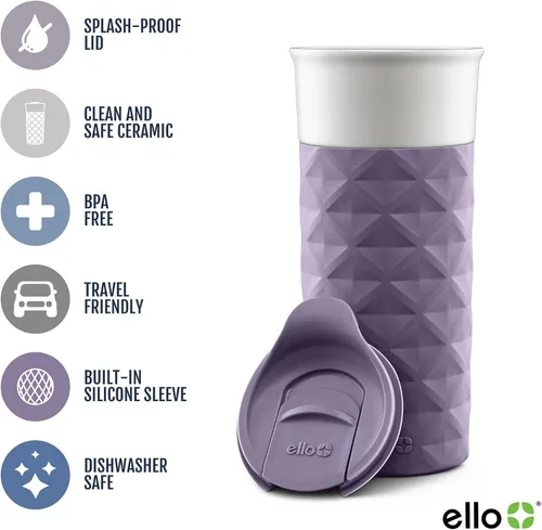 Miniatura 3 de Termo de viaje Ogden de Ello, de cerámica sin BPA, con tapa, 16 oz