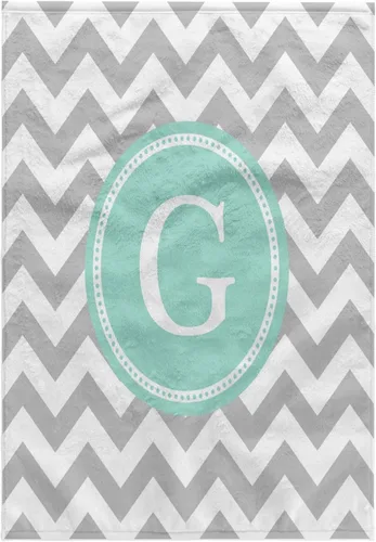Miniatura 7 de 3dRose Toalla, Letra C Gris y Blanco Chevron con Monograma Menta Personal Inicial C