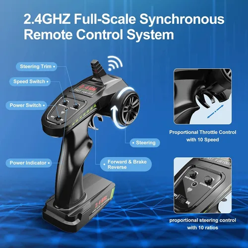 Miniatura 7 de DEERC Coche de control remoto de alta velocidad RC para niños y adultos, escala 1:16, 40 KM/H 4WD, camiones monstruo todoterreno, 2.4GHz, camiones