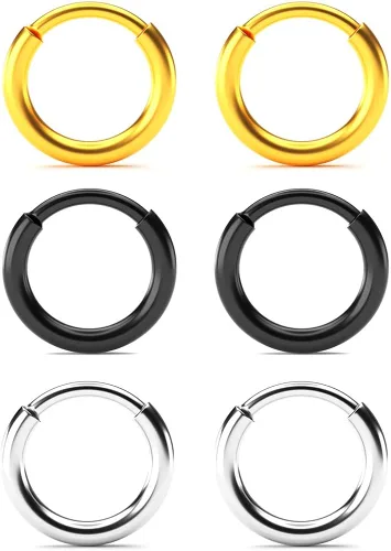 Miniatura 2 de Aretes de aro de acero inoxidable quirúrgico Juego de aretes de aro pequeños para hombres y mujeres hipoalergénicos tragus cartílago para dormir