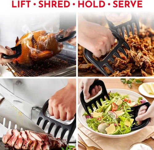 Miniatura 6 de Pinzas de carne para desmenuzar carne de cerdo (2 unidades). Herramientas de parrila para agarrar la carne. Utensillos resistentes al calor ideales