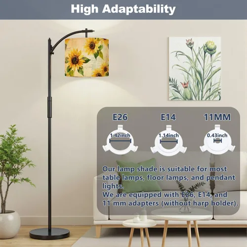 Miniatura 3 de Drum Lamp Shade seamless hand drawn vibrant yellow watercolor sunflowers Lampshade for Floor Lamps Table Lamps Pendant Light 11"x8.9" Large Lamp