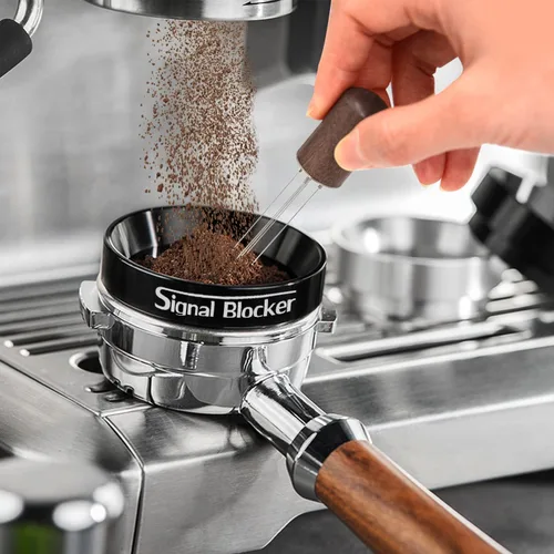 Miniatura 6 de Embudo dosificador de café espresso de 2.008 in: embudo portafiltro de 2.008 in Anillo dosificador de café magnético de metal de aluminio Paquete