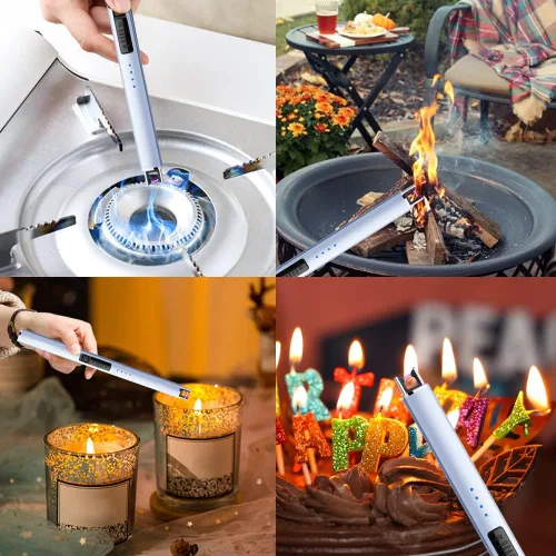 Miniatura 7 de ARECTECH Encendedor de velas eléctrico con cable tipo C, regalo de cumpleaños para hombres, mujeres, esposa, encendedores de arco de plasma Azul