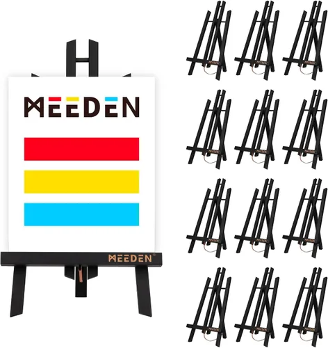 Miniatura 14 de MEEDEN Caballete de mesa de 16 pulgadas: paquete de 12 caballetes de madera de haya para pintar, soporte de lona para pintar carteles Natural