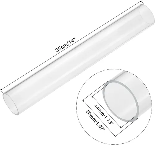 Miniatura 2 de MECCANIXITY Tubo acrílico transparente rígido redondo tubo 44mm (1.7") ID 50mm (2") OD 14" para lámparas y linternas, sistema de refrigeración por