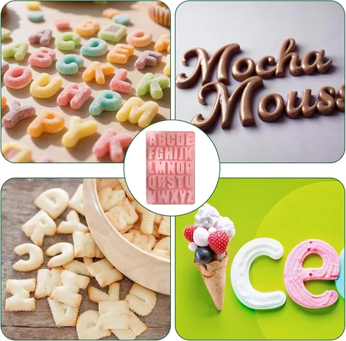 Miniatura 5 de 2 moldes de letras para chocolate, moldes de silicona para manualidades, adecuados para hacer chocolate, dulce de azúcar, galletas, pasteles y otros
