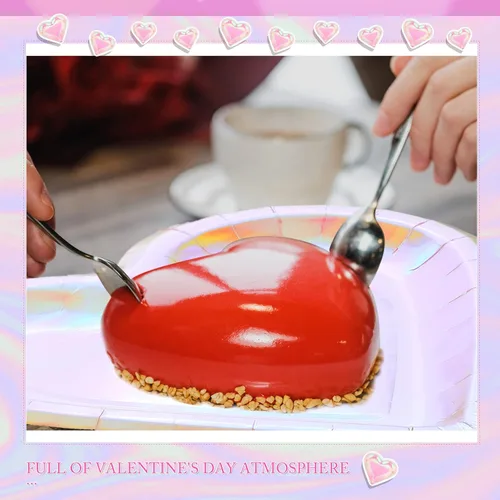 Miniatura 4 de Remerry 100 platos de corazón de boda, platos de papel desechables en forma de granel, platos de papel gruesos, platos decorativos de postre