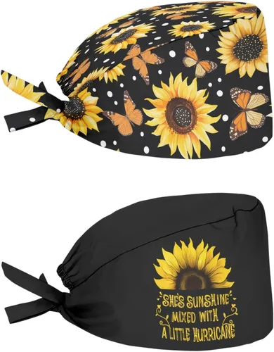 Miniatura 87 de Babrukda Paquete de 2 gorras con banda para el sudor ajustable con lazo en la espalda, gorro divertido
