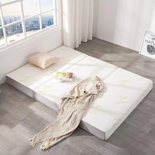 Miniatura 9 de Inofia Colchón plegable tamaño individual, colchón de espuma viscoelástica triple de 6 pulgadas con funda extraíble ultrasuave, parte inferior