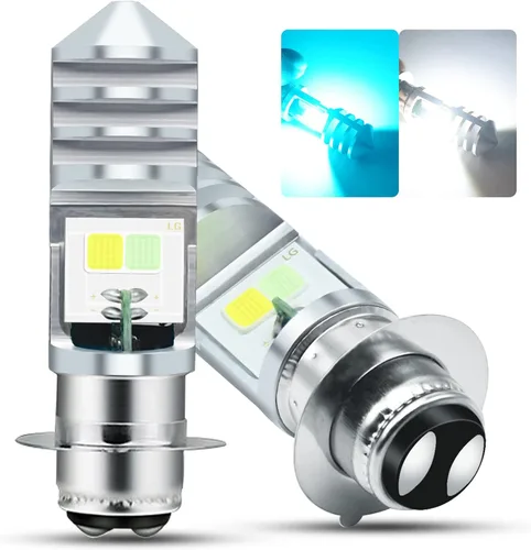 2 piezas 9-48V Bombillas LED para ATV, luz baja azul hielo, luz alta blanca H6M P15D para motocicleta, Yamaha, ATVS YFM350 450 400 660 700 Raptor.