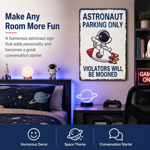 Miniatura 4 de Perfect Space Gifts for Kids - Letrero de estacionamiento de astronautas - Decoración temática del espacio exterior para habitación de niños