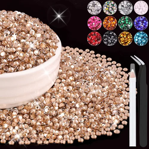 Miniatura 76 de 12000 diamantes de imitación de resina de 0.079 pulgadas a granel para manualidades (transparente), cristales deslumbrantes con parte trasera plana