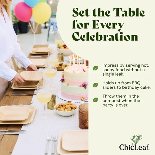 Miniatura 3 de Chic Leaf Platos de hoja de palma de 6 pulgadas, paquete de 50 platos desechables para aperitivos y postres totalmente compostables, vajilla