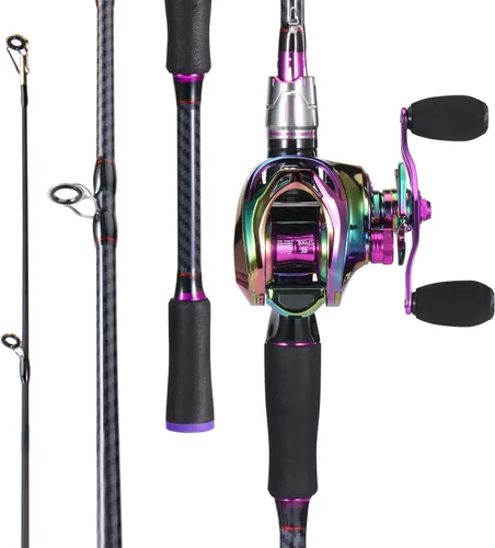Miniatura 3 de Sougayilang Baitcasting - Combos de pesca de fibra de carbono y vidrio, 2 cañas de pescar con carrete de fundición, 6 pies 0 pulgadas