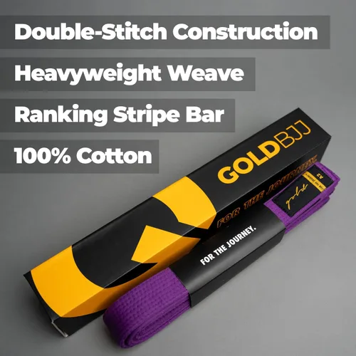 Miniatura 2 de Gold BJJ Cinturón Jiu Jitsu Cinturones prémium con barra de rango para rayas Aprobado por la competencia IBJJF
