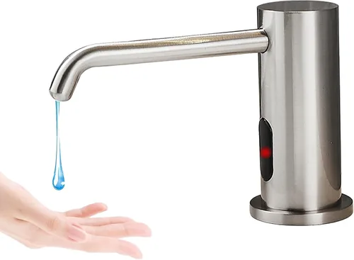 Dispensador automático de jabón sin contacto para cocina y baño, dispensador de jabón eléctrico comercial integrado, sensores infrarrojos mejorados,