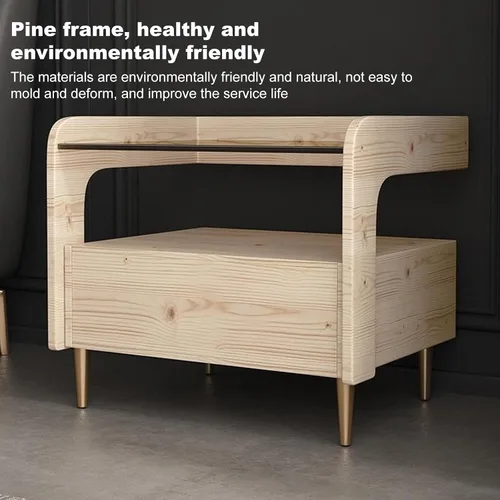 Miniatura 3 de Moderna mesita de noche de madera maciza con cajón, mesa de noche de madera de primera calidad, mesa auxiliar, Mesita de Noche para dormitorio