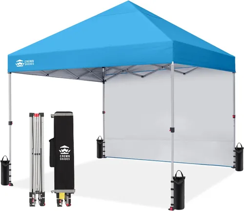 Miniatura 25 de CROWN SHADES - Toldo desplegable de 12 x 12 pulgadas con tela recubierta de color plata 150D, incluye 1 pared lateral extraíble, 4 cuerdas, 8