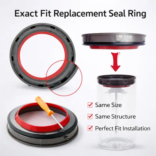 Miniatura 4 de V11 V15 - Anillo de sellado de cubo de polvo compatible con Dyson V11 SV14 SV15 y V15 SV22 SV47 Anillo rojo de repuesto para contenedor de cubo