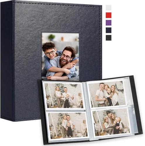 Miniatura 9 de Vienrose Álbum de fotos pequeño de 4 x 6 pulgadas, paquete de 2 mini libros de fotos con cubierta de cuero, 26 páginas con capacidad para 52