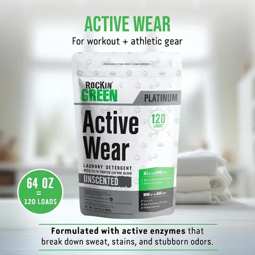 Miniatura 2 de Rockin' Green Detergente para Ropa, A Base de Plantas, Detergente en Polvo Totalmente Natural para Ropa, Vegano y Biodegradable Combate Olores