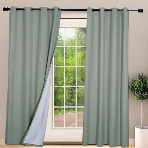Miniatura 17 de Frelement Cortinas opacas extralargas de 108 pulgadas de largo, para sala de estar, cortinas de lino con bloqueo de luz, cortinas con aislamiento