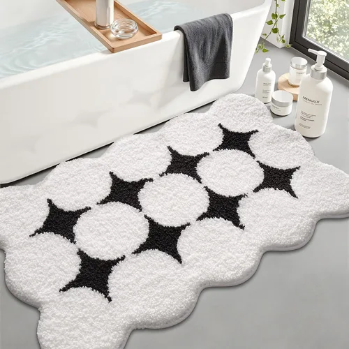 Miniatura 14 de LUMI Alfombra de baño antideslizante estética moderna, ultra suave, absorbente, lavable, de secado rápido, alfombras de piso de alta calidad