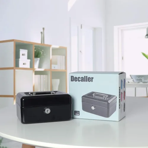 Miniatura 6 de Decaller - Caja de dinero con ranura para niños, caja de dinero pequeña con bandeja para dinero y cerradura de llave, 6 1/5 pulgadas x 5 pulgadas x