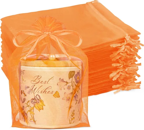 Miniatura 8 de Crweety 50 bolsas de organza blanca de 6 x 9 pulgadas, bolsas de regalo de malla grandes con cordón, bolsas de joyería, bolsa de malla con cordón